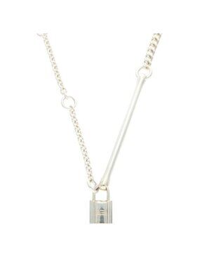 Hermes Padlock Silver Chain Necklace